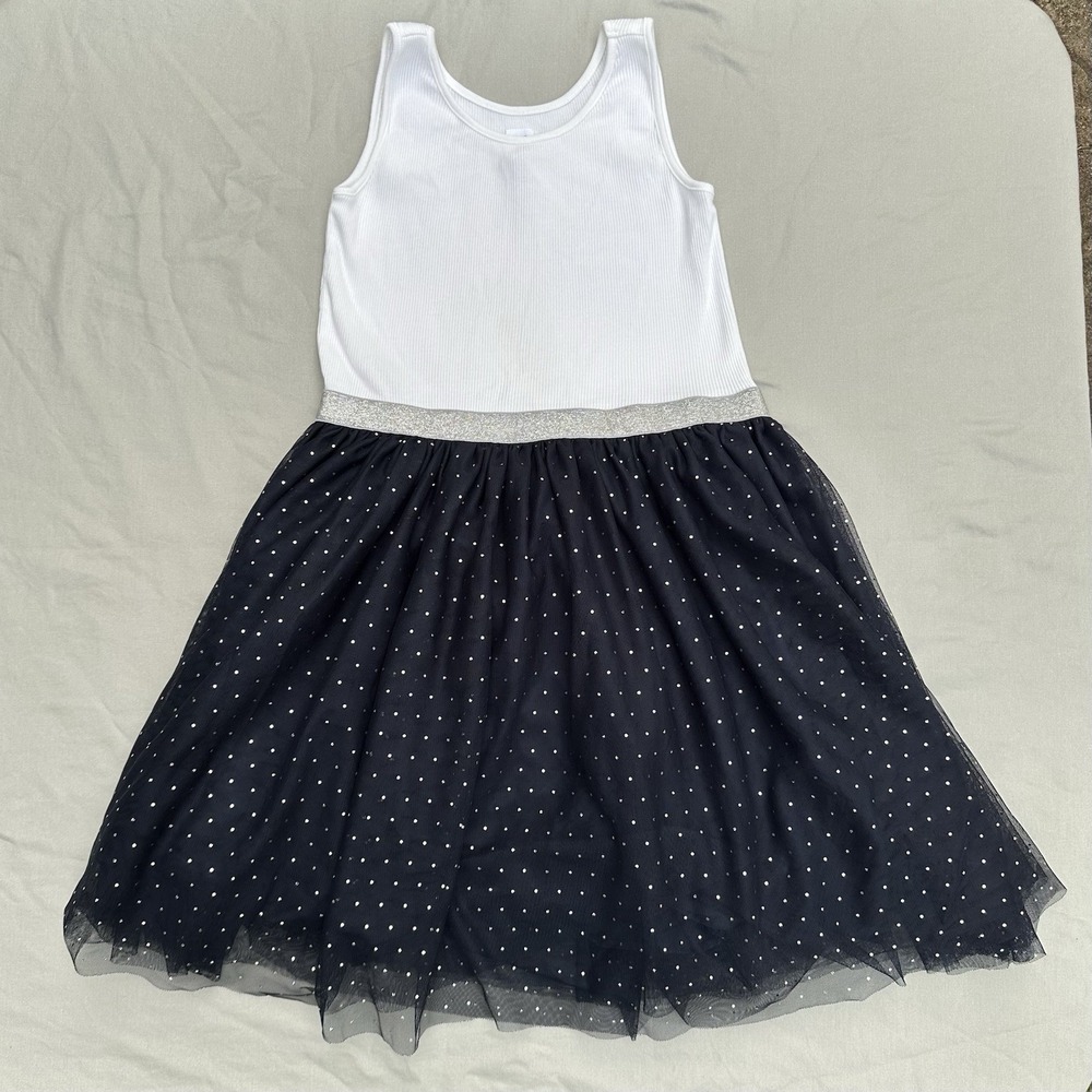 Gap Kids Girls Navy & White Polka Dot Tulle Tutu Dress L 10